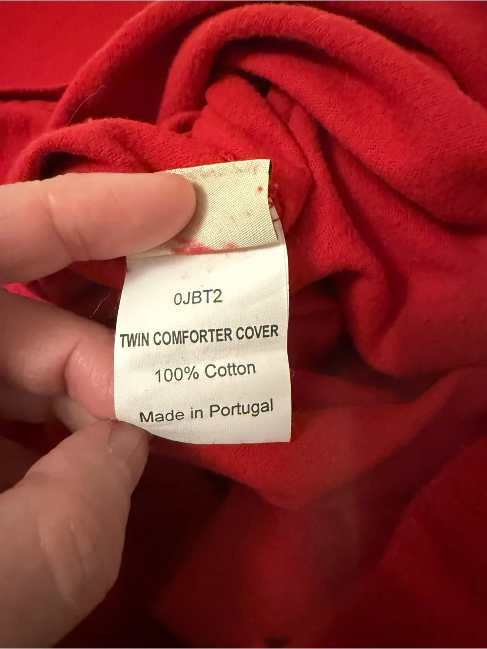 L.L. Bean Red Button-Front Duvet Cover
